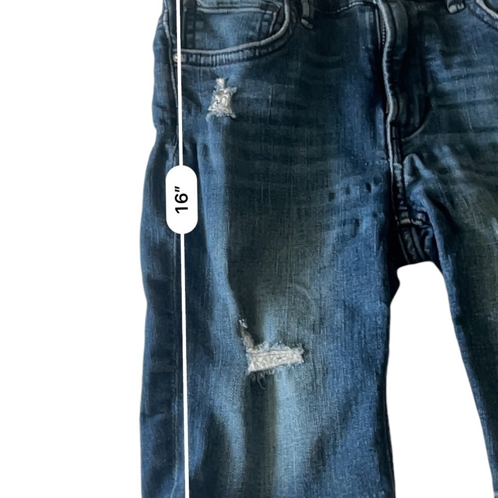 H & M super stretched distressed denim blue shorts Boys 7 pockets zipper snap - Picture 9 of 15